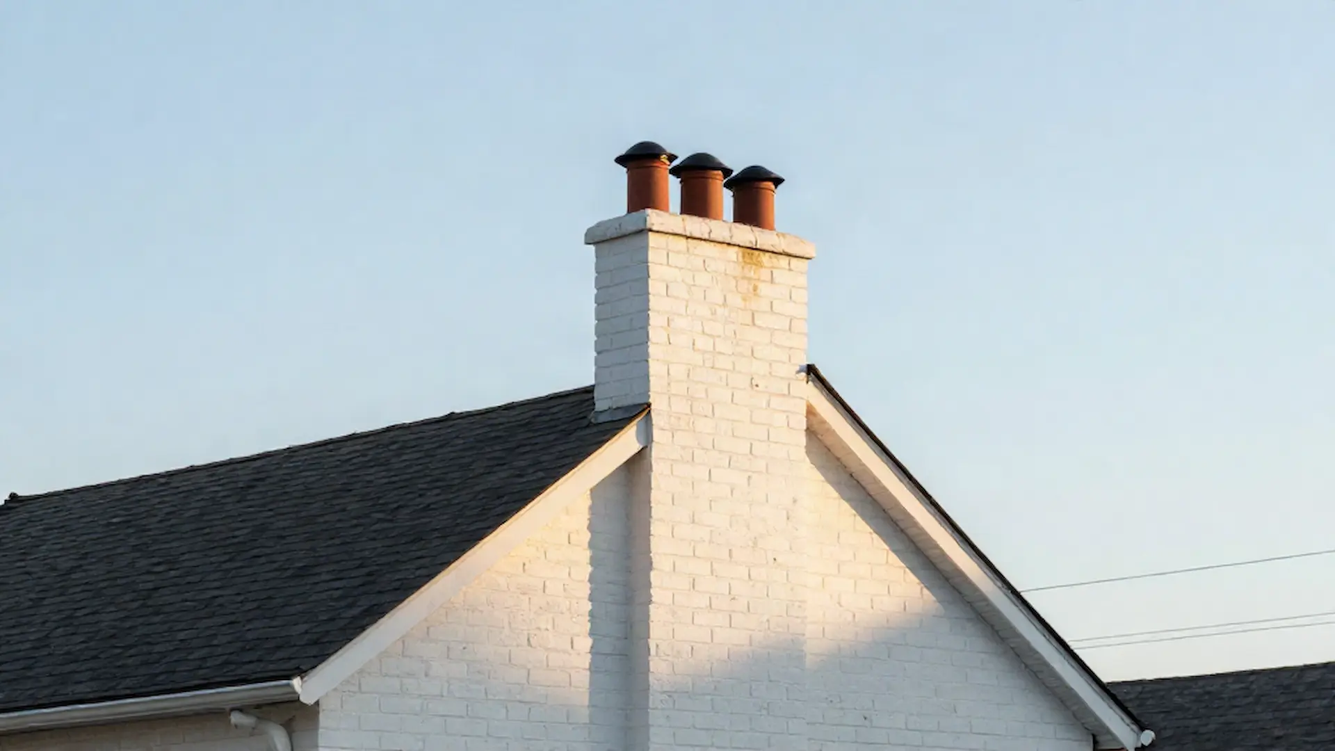 Brick chimney on a home served by Stone Gate Chimney Sweeps in Philadelphia, PA